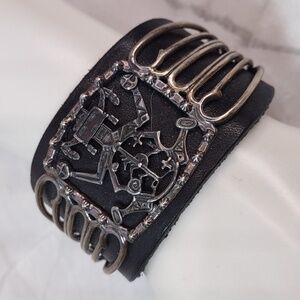 Carolyn Pollack/Fritz Casuse Sterling Silver/Leather Cuff Bracelet